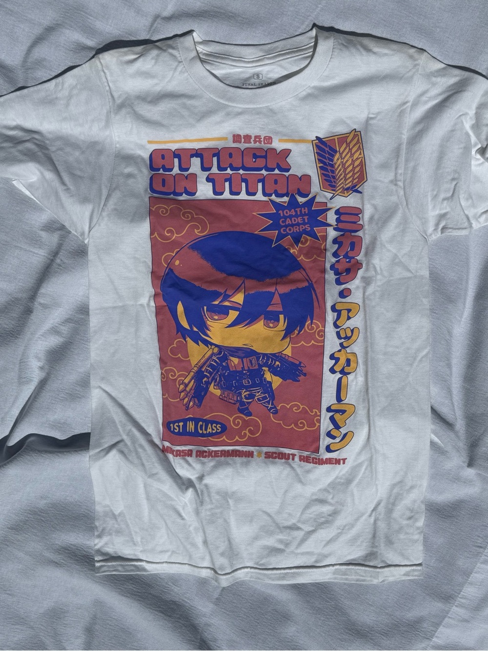 Size Small Teen Attack on Titan Graphic Tee - White final season New no tags